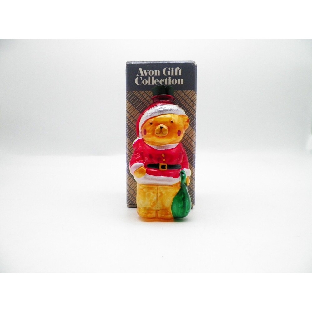 Avon Glass Light Cover Teddy Bear Hand Painted w/box Vintage Christmas Tree